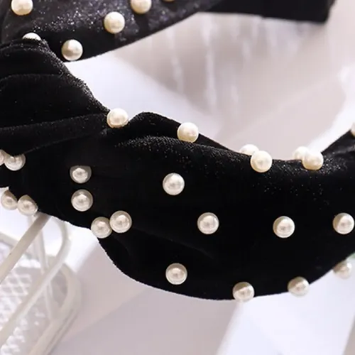 Diadema Negra Con Lazo Y Nudo En Cruz