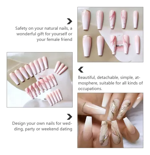 24 Uñas Postizas Decorativas Para Mujer
