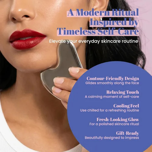 Gua Sha Roselynboutique Acero Inoxidable Masajeador Facial