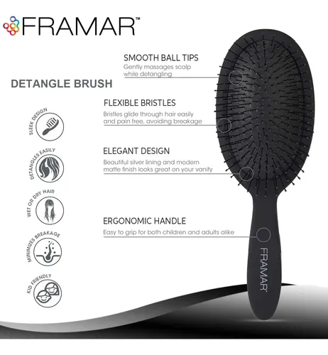 Cepillo Desenredante Para Cabello Rizado Framar Elegant Deta