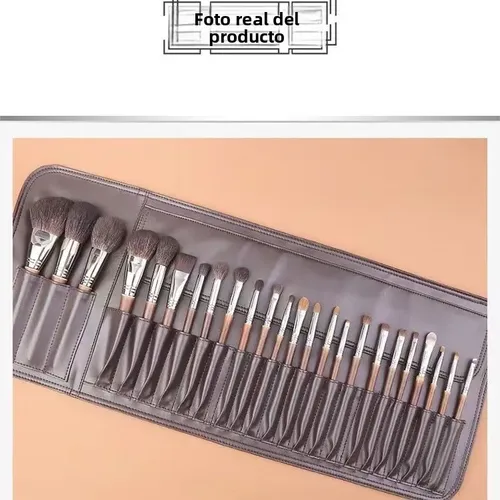 24 Piezas Set De Pinceles De Maquillaje Sombras Rubor Base
