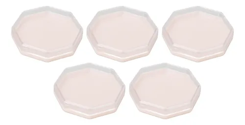 Maquillaje Octogonal Portátil Rosa Powder Puff Storage, 5 Un