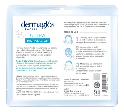 Kit Mascaras De Tela Dermaglós Ultra Hidratación X2 Sensible