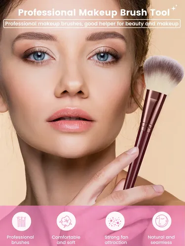 Set 48 Brochas Y Esponjas Maquillaje Profesional Café