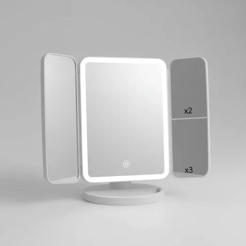 Espejo De Maquillaje Led 3 Modos Aumento 1x 2x 3x Recargable