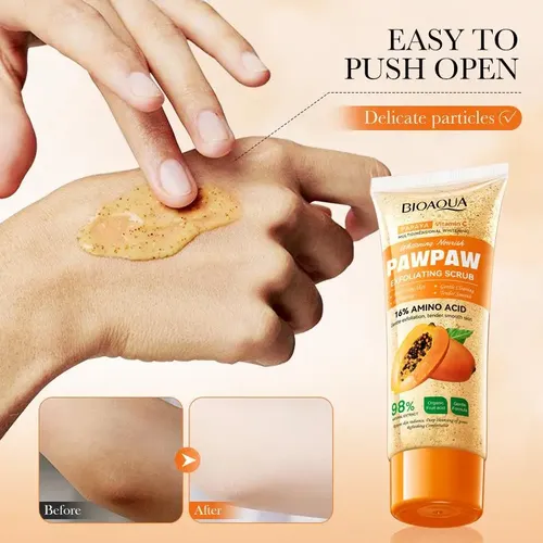 Exfoliante Facial Corporal Orgánico con Extracto de Papaya, Aminoácidos y Vitamina C 100g Todo Tipo De Piel Día/noche