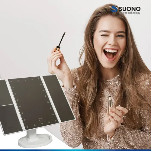 Espejo De Maquillaje Pantalla Táctil Luz Led Giratorio 180 Suono