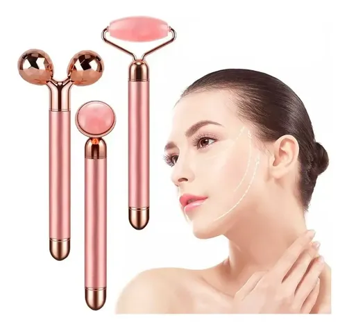 Set Masajeador Eléctrico 3 Cabezales Rodillo Lifting Facial