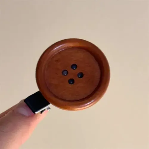 Pinza De Pelo Con Botones De Madera Para Mujer, Accesorios P