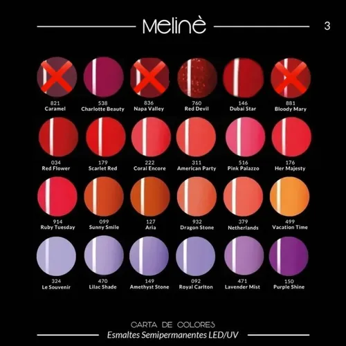 Kit X 8 Esmaltes Meliné Semipermanente Tonos A Elección