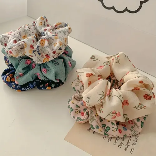 5 Diademas Tela Floral Con Temperamento – Para Fiesta Y Viaj Juego De Cinco Ligas Para El Cabello Para Mechones Sueltos