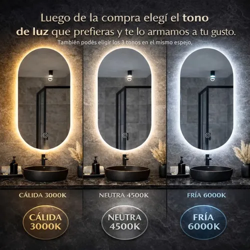 Espejo Luz Led Touch 60 X 85 Pastilla Para Baño Accesorios