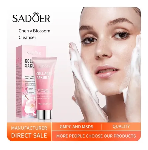 Sadoer Crema Limpiador Facial Sakura Colágeno Hidratante Todo Tipo De Piel Día/noche