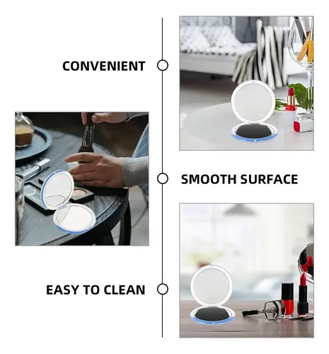 Espejo De Maquillaje Portátil Con Aumento Plegable