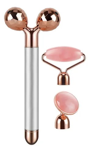 Rodillo Facial Eléctrico 3d Masajeador Jade Rosa