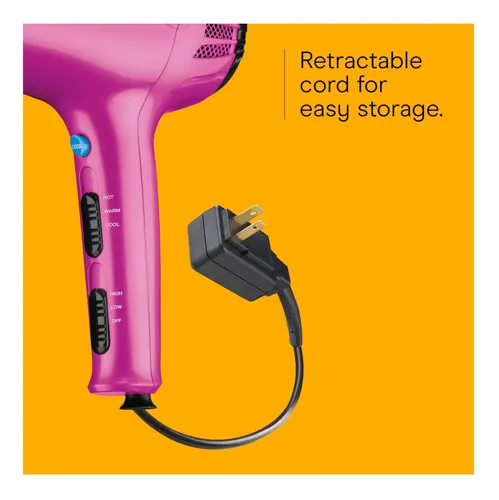 Secador Conair Con Cable Retráctil, 1875 W Y Diseño Compacto Rosa