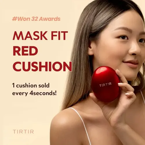 TIRTIR Mascarilla en Almohadilla Tono Rojo – 18g – 23N ARENA – Cobertura, Duración Prolongada y Hidratación