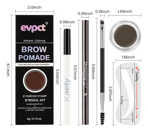 Kit Cejas Marrón Medio Con Stencil Lápiz Y Pincel