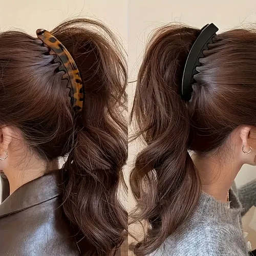 3pcs Large Hair Clips With Comb Anti Slip Vertical Banana