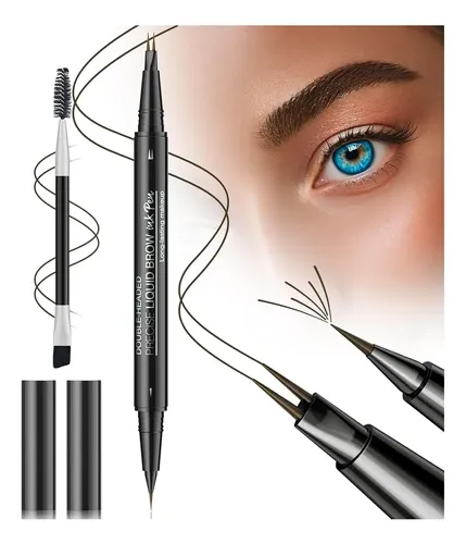 Lápiz 2 En 1 Para Cejas Gjnl, Color Black Brown, Duración