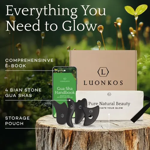 Set De Herramientas De Gua Sha Facial Luonkos De Piedra Bian