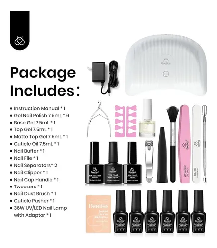 Kit Esmalte Gel Uv 6 Colores Rosa Nude Blanco Brillo
