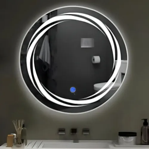 Espejo Circular Led 60cm Espejo Cálido Romántico Marco Transparente