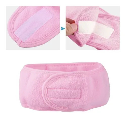 4 Diademas Spa Bandas De Pelo Mujer Baño Rosa