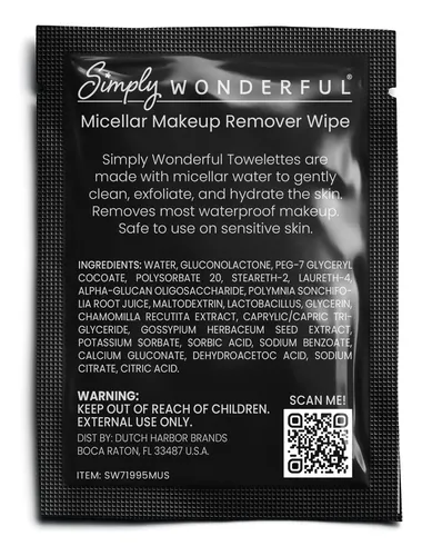 Toallitas De Maquillaje Simply Wonderful, Agua Micelar, Paqu