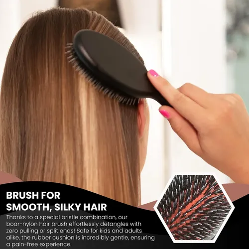 Cepillo De Pelo De Nailon Y 100% Cerdas De Jabalí De Primer