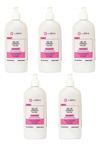 Libra Cosmética Gel Facial Limpieza Piel Sensible Pack de 5 x 500g Día/Noche