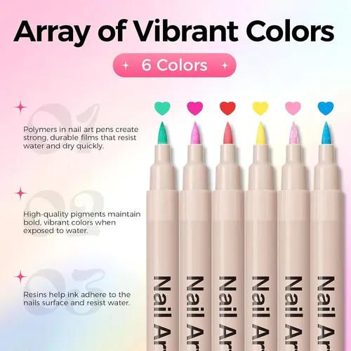 Set 6 Marcadores Para Uñas Colores Secado Rápido