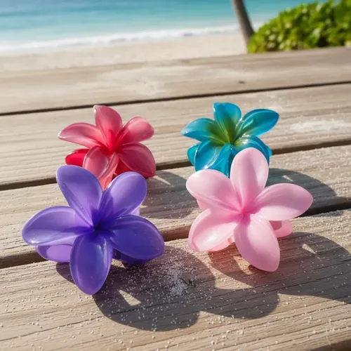 Set X4 Broches Hibiscus Para Pelo – Pack 4 Flores Hawaiianas Surtido