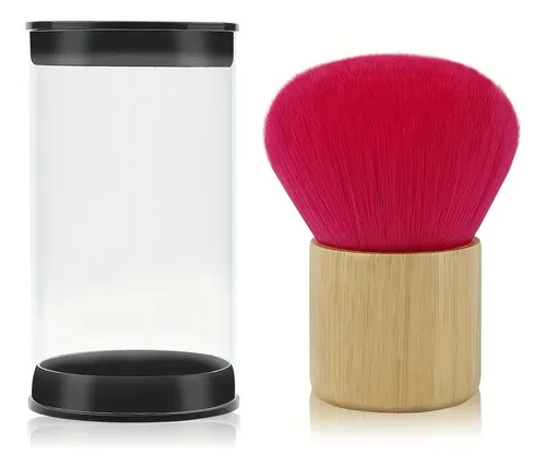 1 Brocha Para Polvos Sueltos Pelo Rojo Mango Bambú