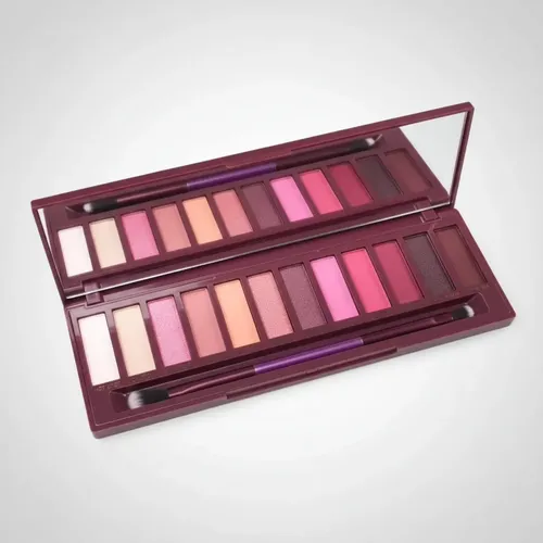 Sombras 12 Tonos Cherry Con Espejo Brocha Brillante Y Matte