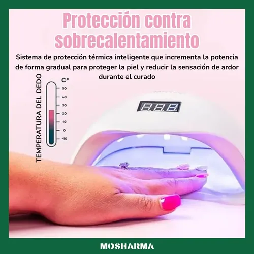 Cabina Uñas Uv 12 Led Mosharma Con Sensor Automático Pantalla Lcd Temporizador 30 60 90s Usb Secador Esmalte Gel Manos Pies Profesional