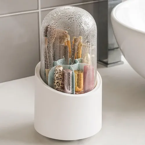 Organizador De Maquillaje Giratorio Para Brochas Con Tapa