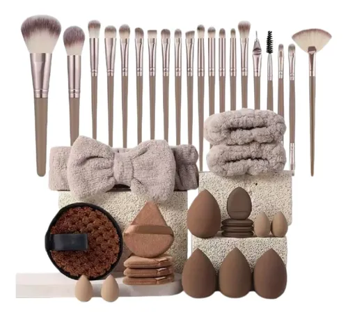 Set De 40 Brochas De Maquillaje Marrón Completo