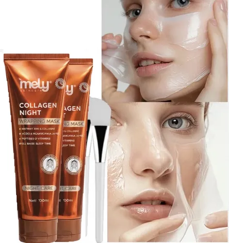 2x Mascarilla Facial Colágeno Baby Velo Hidrata Night+pincel