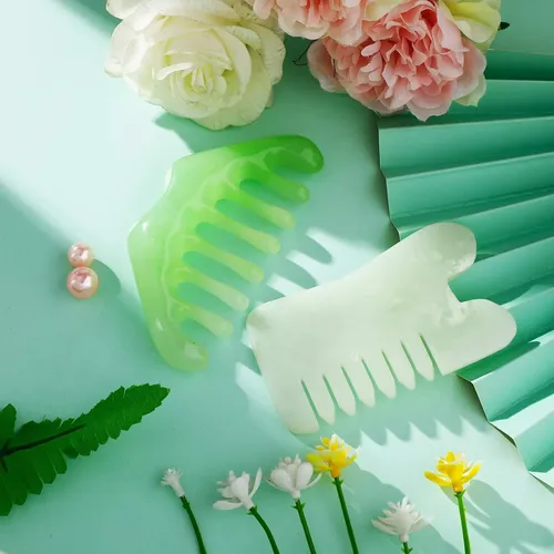 Juego De Peines Jade Gua Sha De 2 Piezas