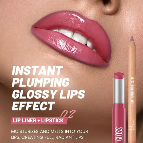 Combo De 2 Piezas De Pintalabios Y Lápiz De Labios Pudaier