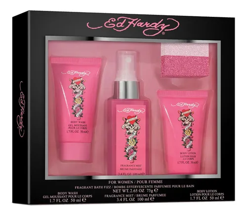 Set De Regalo De Perfume Ed Hardy Para Mujer Con Fragancia En Aerosol De 100 Ml