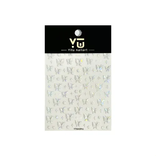 Pegatinas Para Uñas Mariposa Plateadas Con Brillo Y Láser Bl