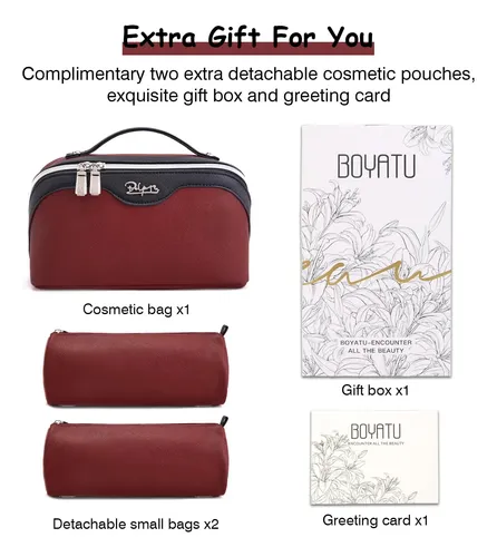 Neceser Organizador De Maquillaje Boyatu 3 Unidades Rojo
