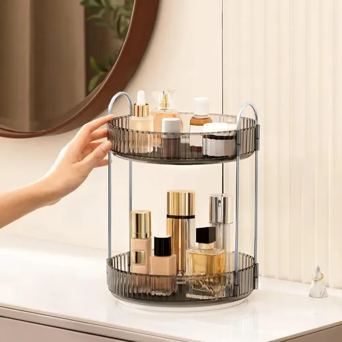 Organizador De Maquillaje Acrílico Giratorio De 360 Grados°, Gris