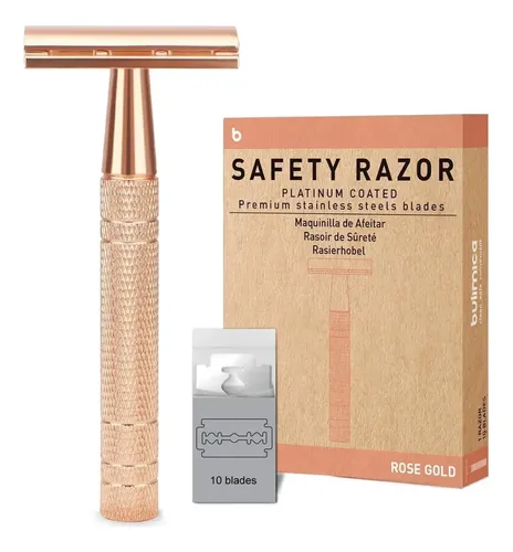 Razor De Seguridad De Oro Rosa Mate, Maquinillas De De Una Y