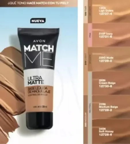 Avon Match Me Base Liquida Ultra Matte Tono 250n.luana9902