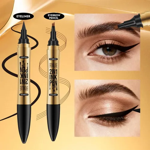 Lápiz 2 En 1 Cejas Y Delineador Qic Marrón