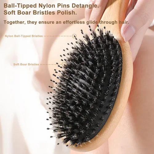 Cepillo De Pelo Denentt Boar Bristle Bamboo Massage