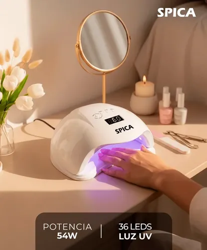 Cabina Led De Uñas 54w Spica Luz Uv Secador Manos Pies Color Blanco